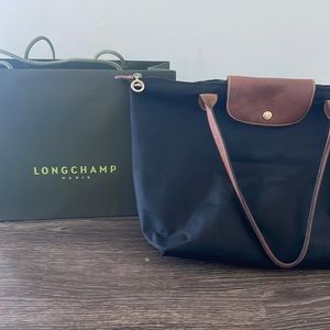 Large Black Longchamp Le Pilage Tote